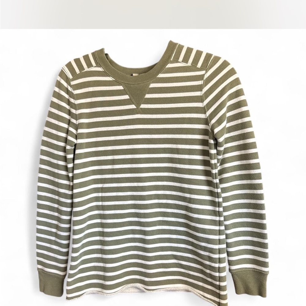 Abercrombie & Fitch Olive and White Striped Top